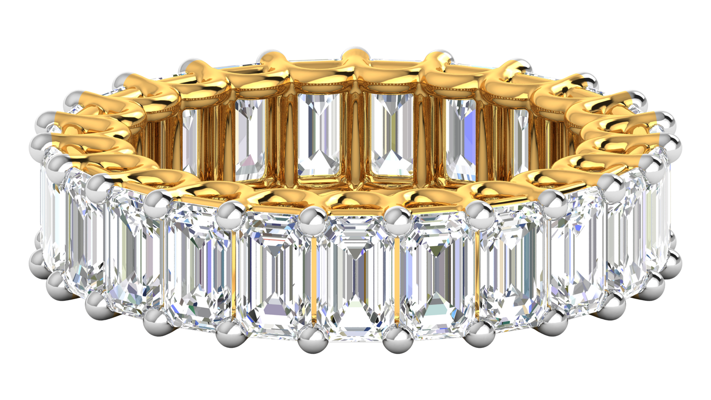6.90 Ctw Emerald Cut Diamond Eternity Band Set In 14K Yellow Gold