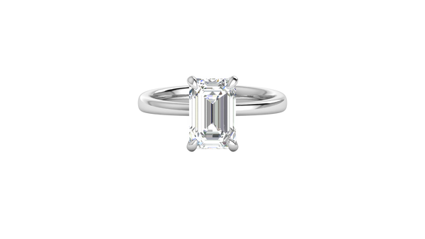 3.00 Ctw Emerald Cut Solitaire Engagement Ring Set In 14K White Gold