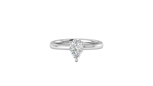 1.00 Ctw Pear Cut Solitaire Engagement Ring Set In 14K White Gold
