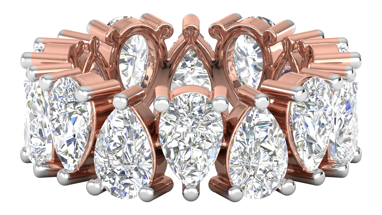 7.00 Ctw Pear Cut Diamond Eternity Band Set In 14K Rose Gold