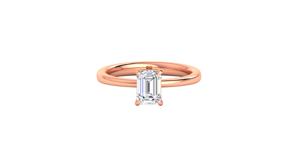 1.00 Ctw Emerald Cut Solitaire Engagement Ring Set In 14K Rose Gold