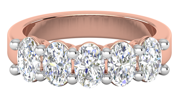 2.00 Ctw Luxurious Oval Cut Five-Stone Wedding Band With U-Shape Prong Setting In 14K Rose Gold