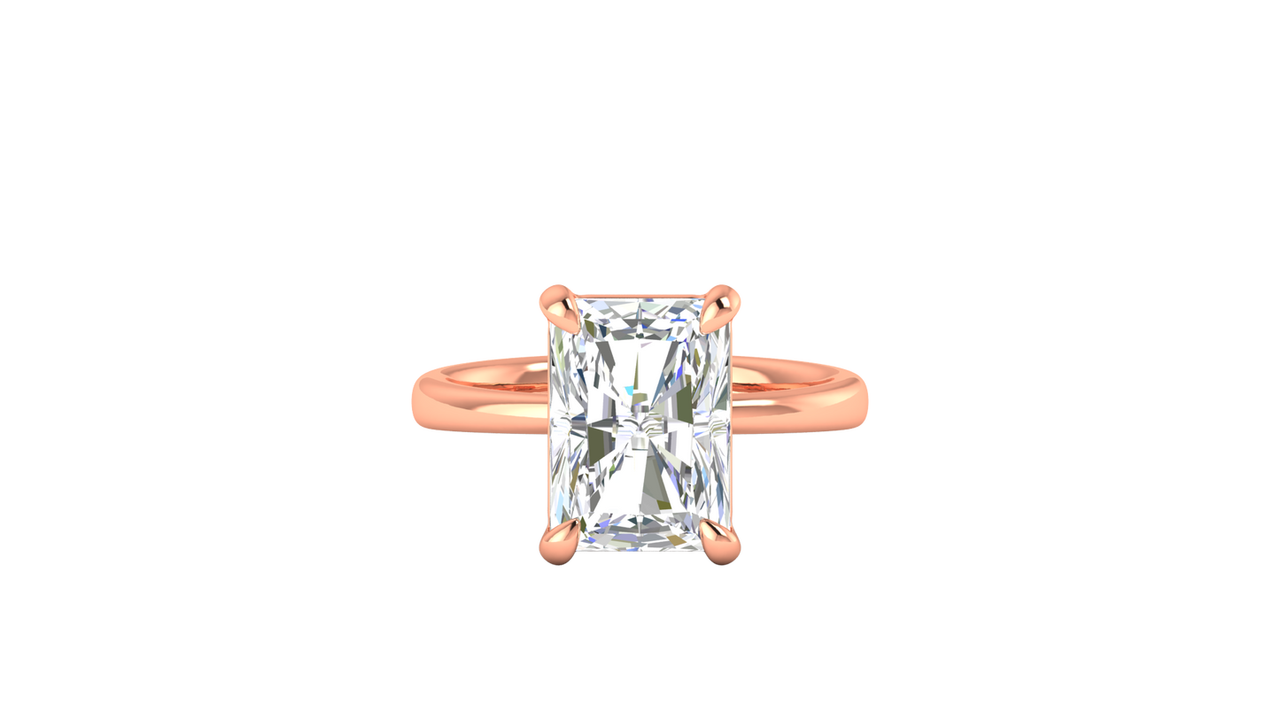 5.00 Ctw Radiant Cut Solitaire Engagement Ring Set In 14K Rose Gold