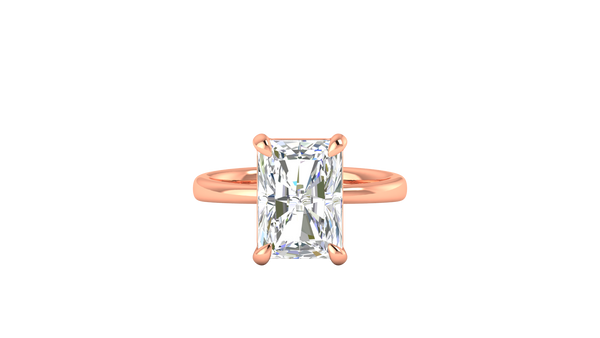 5.00 Ctw Radiant Cut Solitaire Engagement Ring Set In 14K Rose Gold