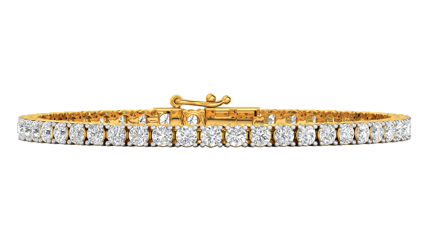6.48 Ctw Round Brilliant Diamond Tennis Bracelet In 14K Yellow Gold