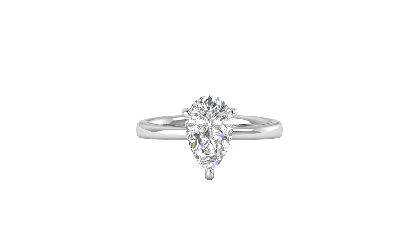 2.00 Ctw Pear Cut Solitaire Engagement Ring Set In 14K White Gold