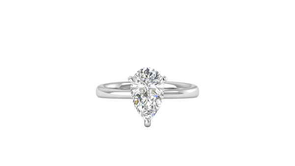2.00 Ctw Pear Cut Solitaire Engagement Ring Set In 14K White Gold