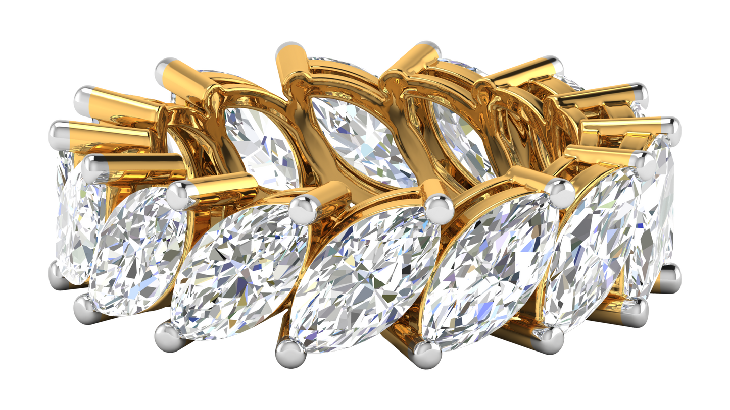 7.00 Ctw Marquise Cut Diamond Eternity Band Set In 14K Yellow Gold