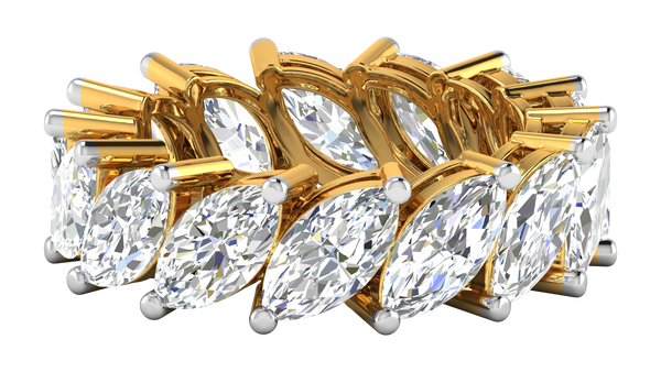 7.00 Ctw Marquise Cut Diamond Eternity Band Set In 14K Yellow Gold