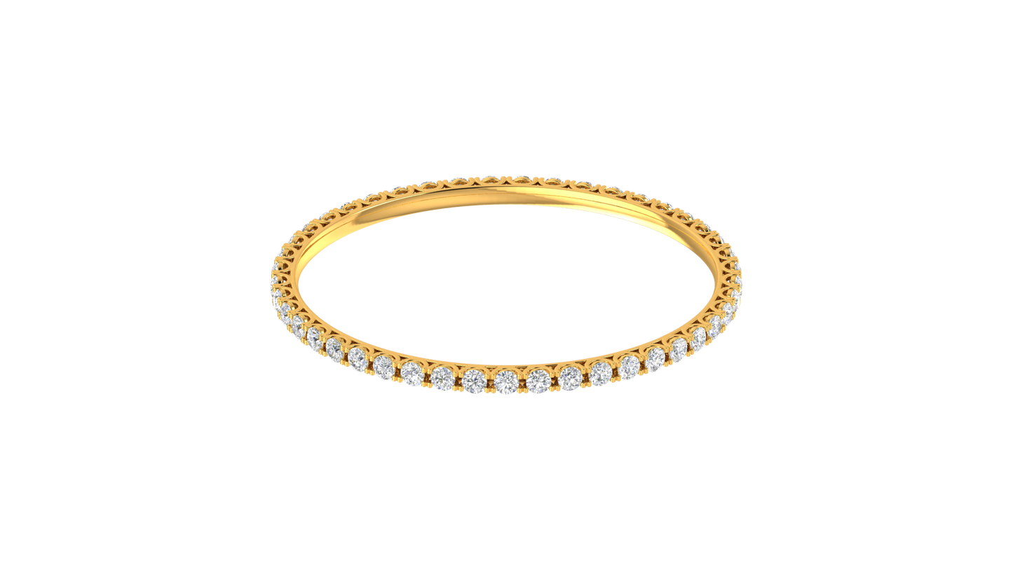 17.10 Ctw Round Cut Diamond Bangle | Shared Prong Diamond Bangle Set In Luxury 14K Yellow Gold