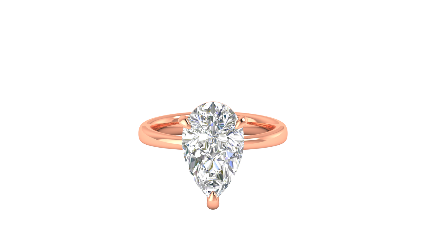 4.00 Ctw Pear Cut Solitaire Engagement Ring Set In 14K Rose Gold