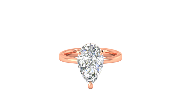 4.00 Ctw Pear Cut Solitaire Engagement Ring Set In 14K Rose Gold