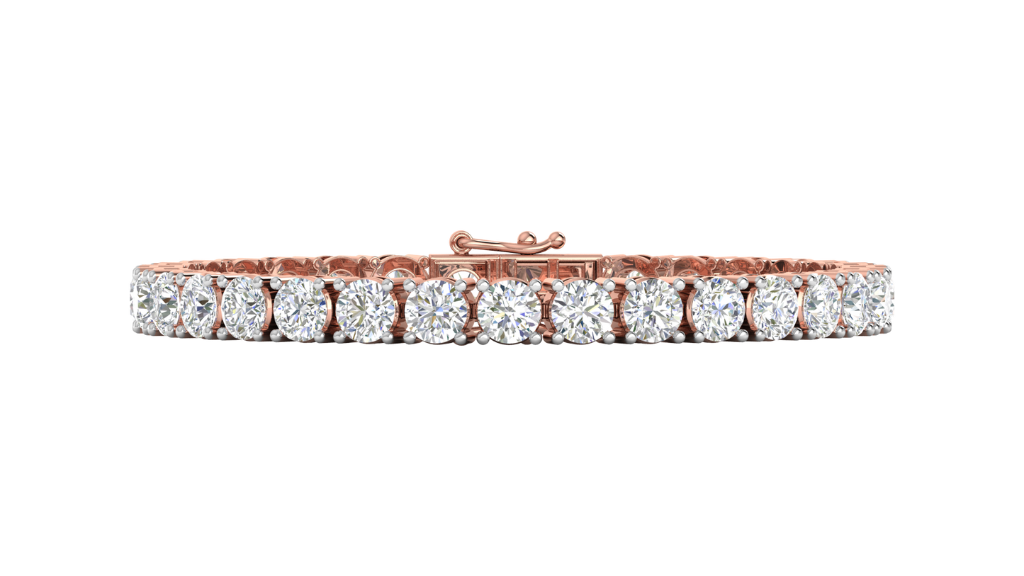 15.50 Ctw Round Brilliant Diamond Tennis Bracelet In 14K Rose Gold