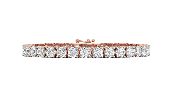 15.50 Ctw Round Brilliant Diamond Tennis Bracelet In 14K Rose Gold