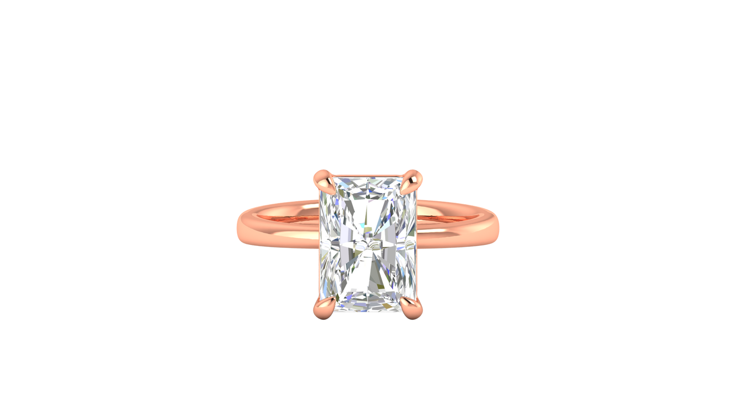 4.00 Ctw Radiant Cut Solitaire Engagement Ring Set In 14K Rose Gold