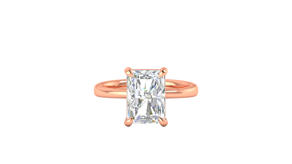 4.00 Ctw Radiant Cut Solitaire Engagement Ring Set In 14K Rose Gold
