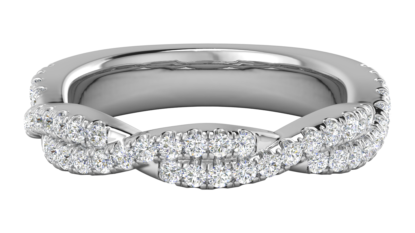 0.68 Ctw Sparkling Infinity Diamond Ring Set In 14K White Gold