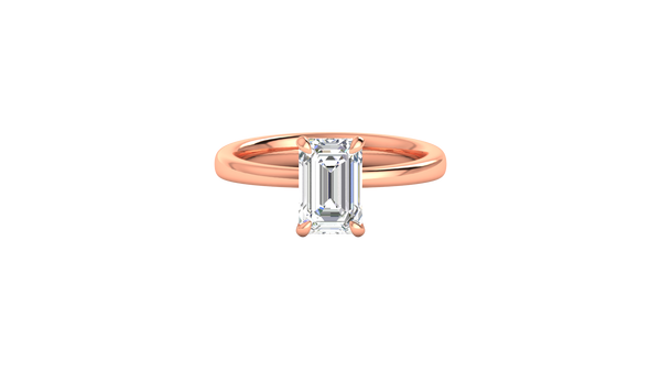 2.00 Ctw Emerald Cut Solitaire Engagement Ring Set In 14k Rose Gold