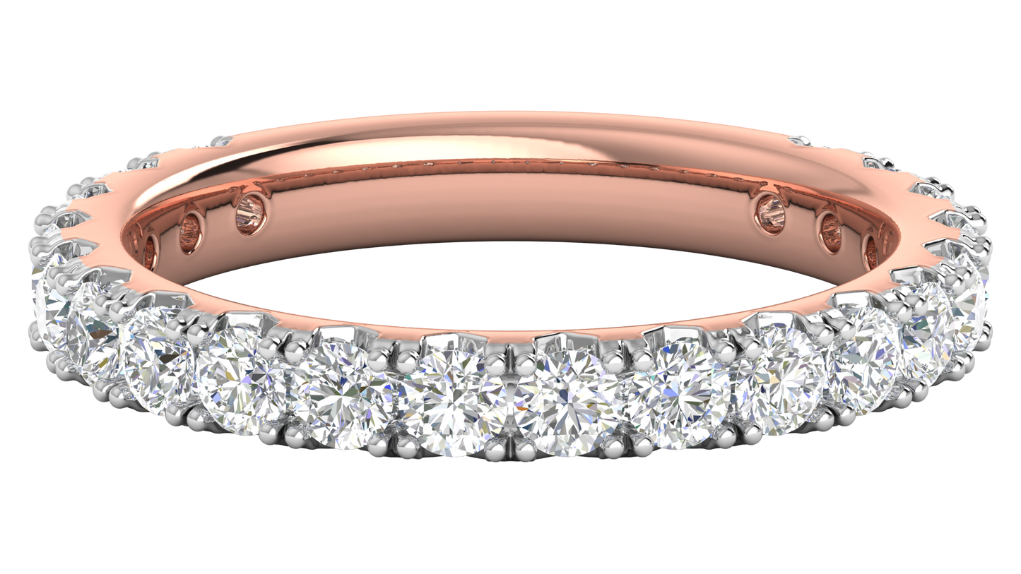 1.20 Ctw Timeless 4 Prong Wedding Band Set In 14K Rose Gold