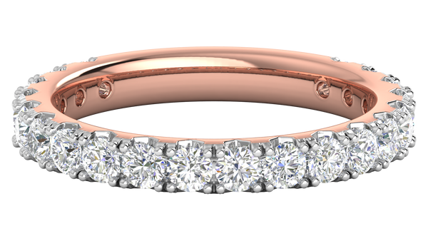 1.20 Ctw Timeless 4 Prong Wedding Band Set In 14K Rose Gold