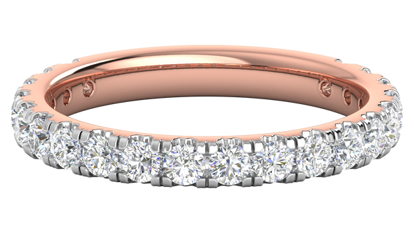 0.90 Ctw Timeless 4 Prong Wedding Band Set In 14K Rose Gold
