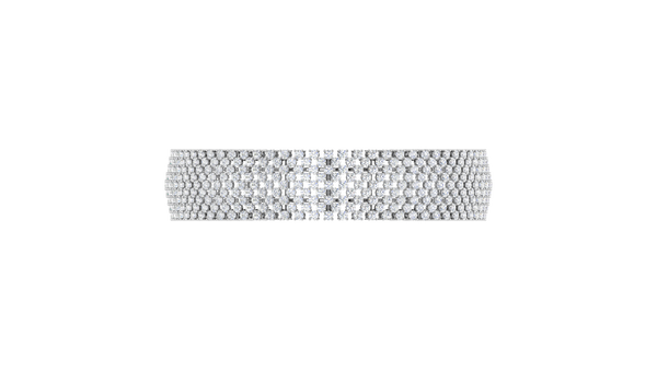 41.58 Ctw Round Cut Diamond Bangle | Wide Pavé Diamond Bangle Set In Luxury 14K White Gold