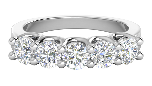 2.00 Ctw Five-Stone Wedding Band With U-Shape Prong Setting In 14K White Gold