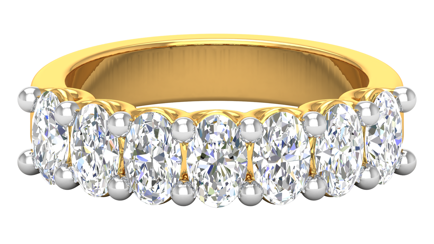 2.10 Ctw Luxurious Oval Cut Seven Stone Wedding Band With U-Shape Prong Setting In 14K Yellow Gold