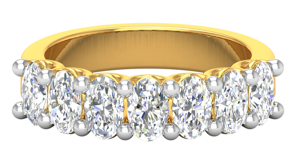 2.10 Ctw Luxurious Oval Cut Seven Stone Wedding Band With U-Shape Prong Setting In 14K Yellow Gold