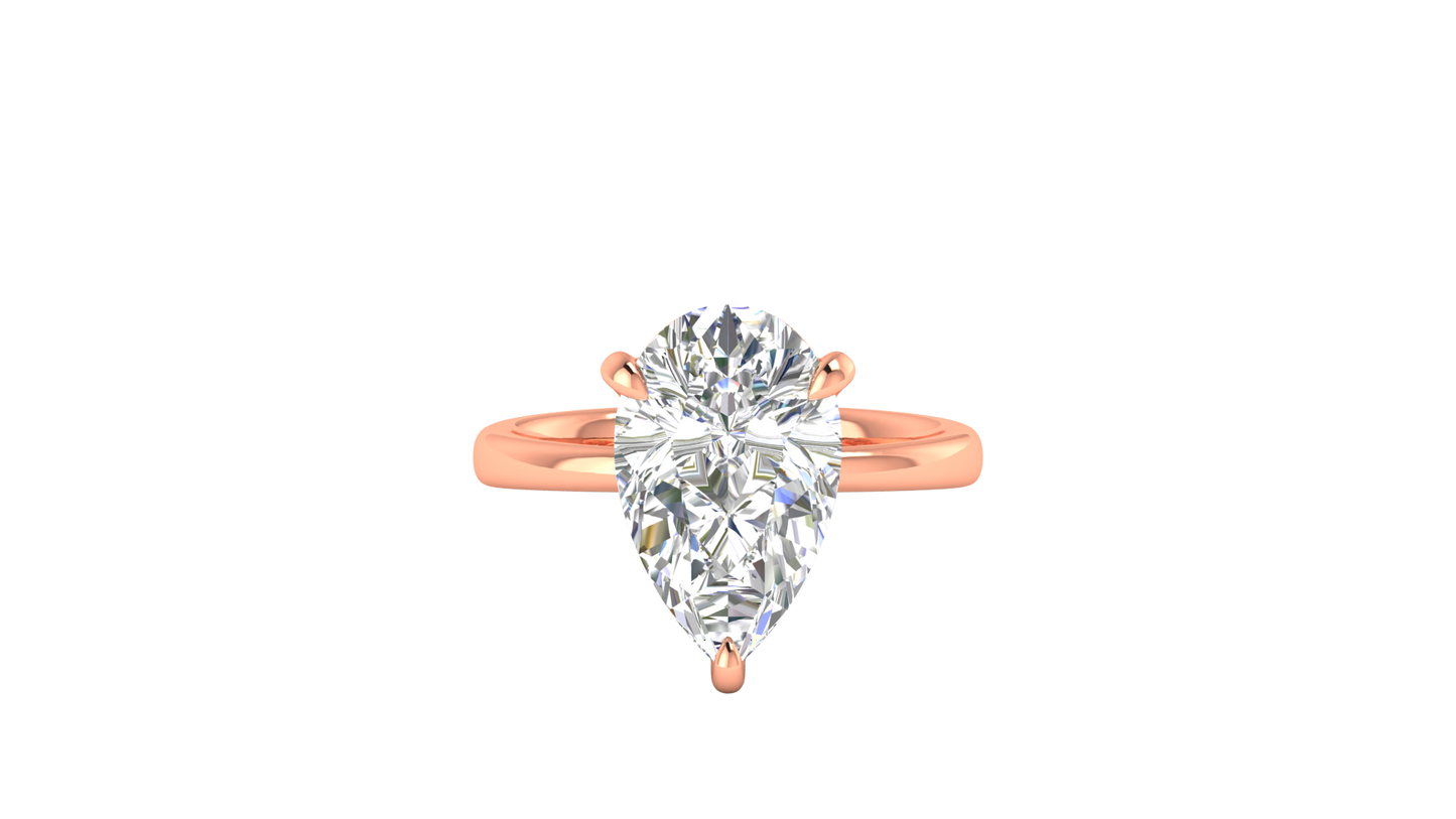5.00 Ctw Pear Cut Solitaire Engagement Ring Set In 14K Rose Gold