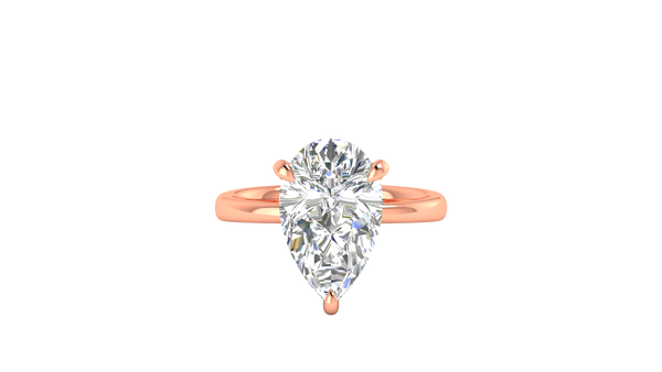 5.00 Ctw Pear Cut Solitaire Engagement Ring Set In 14K Rose Gold