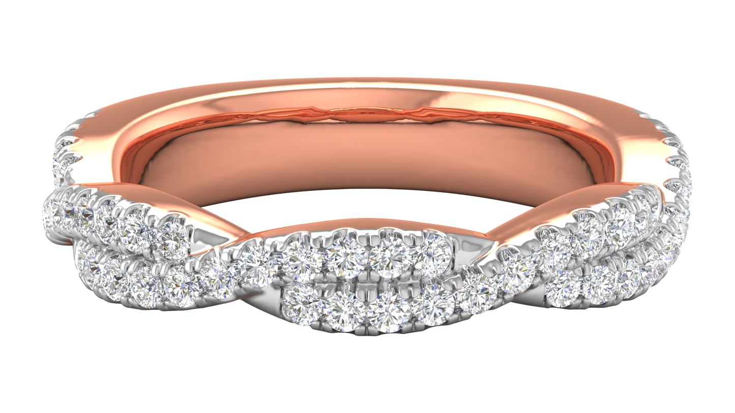 0.68 Ctw Sparkling Infinity Diamond Ring Set In 14K Rose Gold
