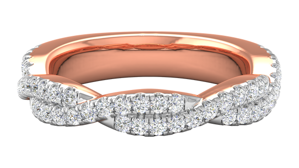 0.68 Ctw Sparkling Infinity Diamond Ring Set In 14K Rose Gold
