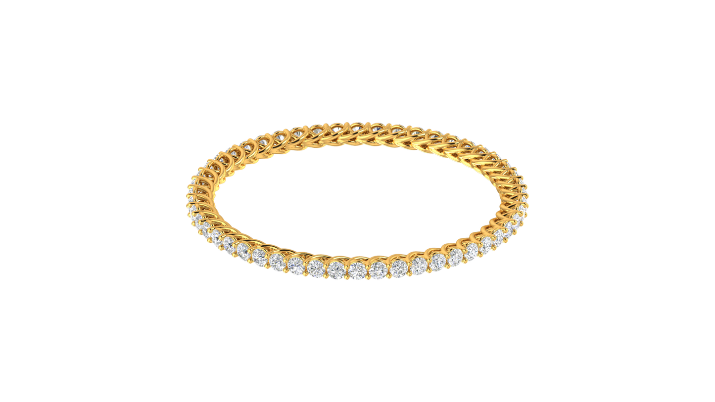 25.00 Ctw Round Cut Diamond Bangle | Twisted Rope Diamond Eternity Bangle Set In Luxury 18K Yellow Gold