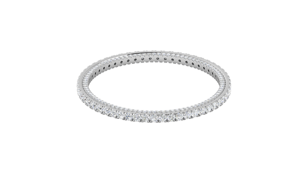 32.40 Ctw Round Cut Diamond Bangle | Double Row Pavé-Set Luxury Diamond Bangle Set In 14K White Gold
