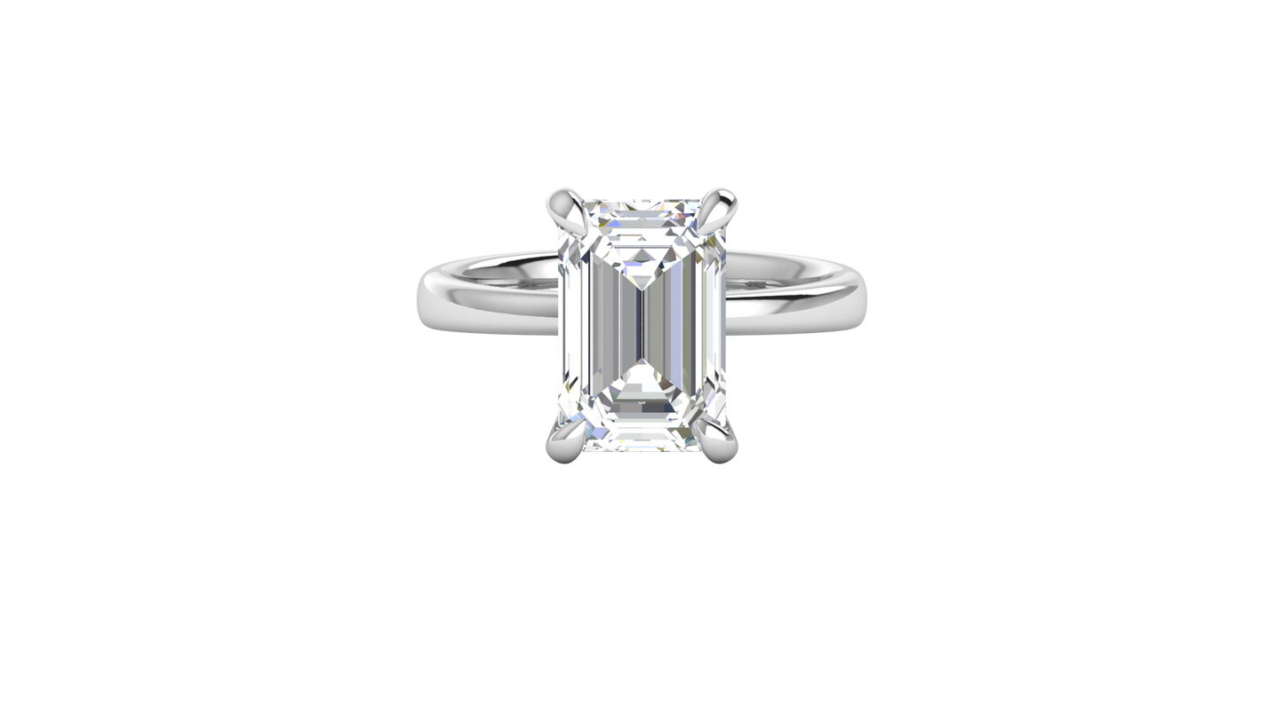 5.00 Ctw Emerald Cut Solitaire Engagement Ring Set In 14K White Gold