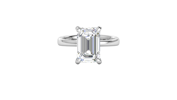 5.00 Ctw Emerald Cut Solitaire Engagement Ring Set In 14K White Gold