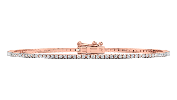 1.08 Ctw Round Brilliant Diamond Tennis Bracelet In 14K Rose Gold