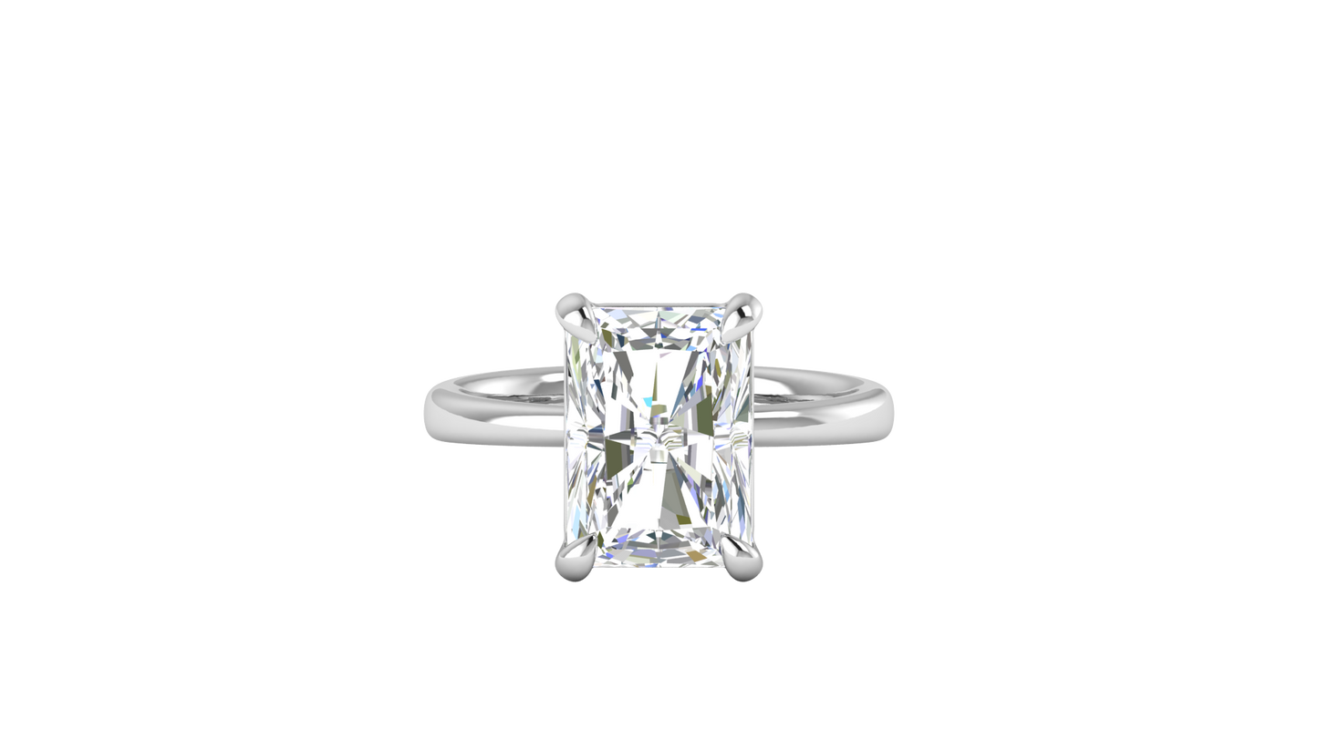 5.00 Ctw Radiant Cut Solitaire Engagement Ring Set In 14K White Gold