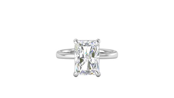 5.00 Ctw Radiant Cut Solitaire Engagement Ring Set In 14K White Gold
