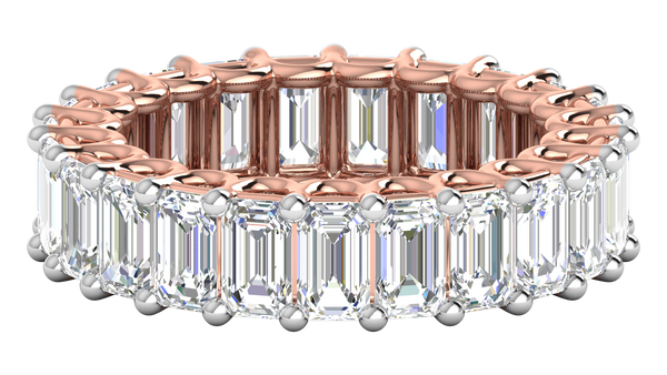 6.90 Ctw Emerald Cut Diamond Eternity Band Set In 14K Rose Gold