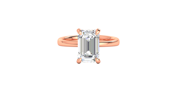 4.00 Ctw Emerald Cut Solitaire Engagement Ring Set In 14K Rose Gold