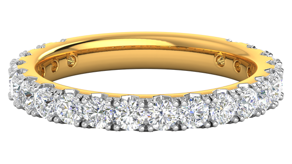 1.20 Ctw Timeless 4 Prong Wedding Band Set In 14k Yellow Gold