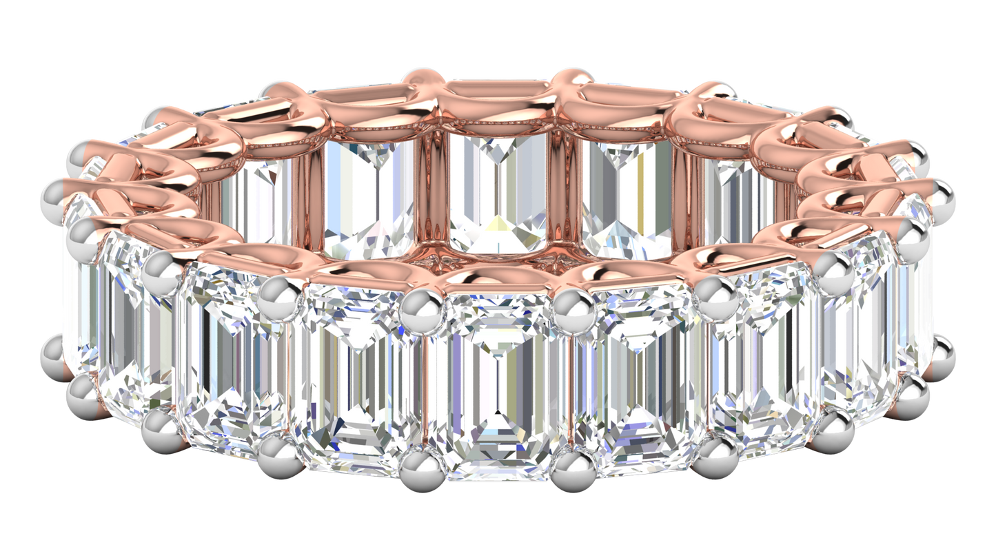 9.00 Ctw Emerald Cut Diamond Eternity Band Set In 14K Rose Gold