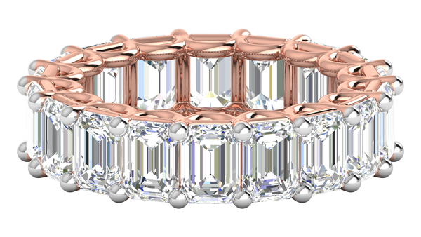 9.00 Ctw Emerald Cut Diamond Eternity Band Set In 14K Rose Gold