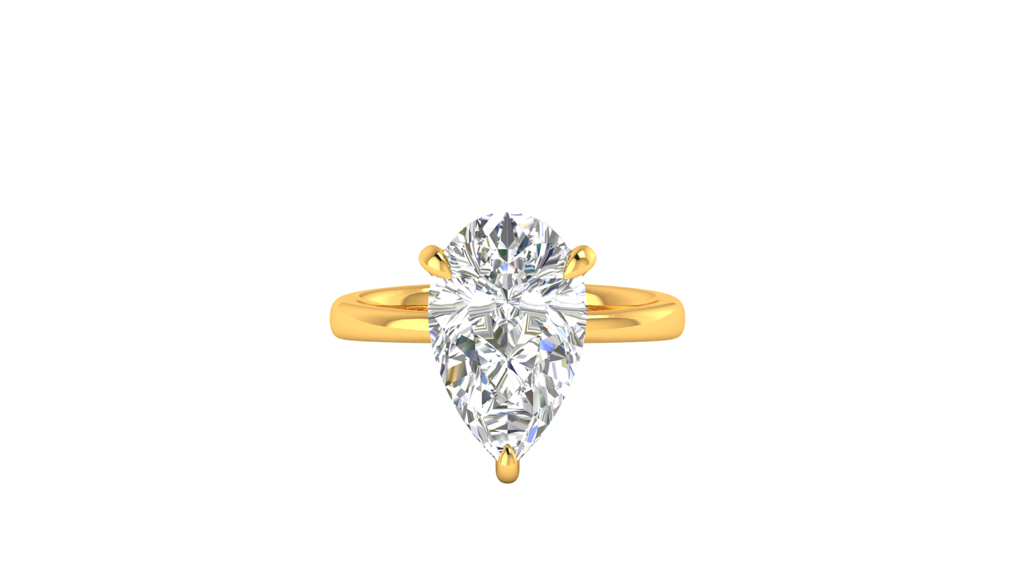 5.00 Ctw Pear Cut Solitaire Engagement Ring Set In 14K Yellow Gold