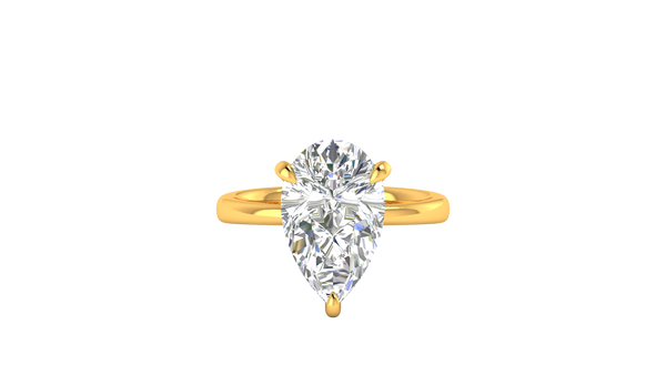 5.00 Ctw Pear Cut Solitaire Engagement Ring Set In 14K Yellow Gold