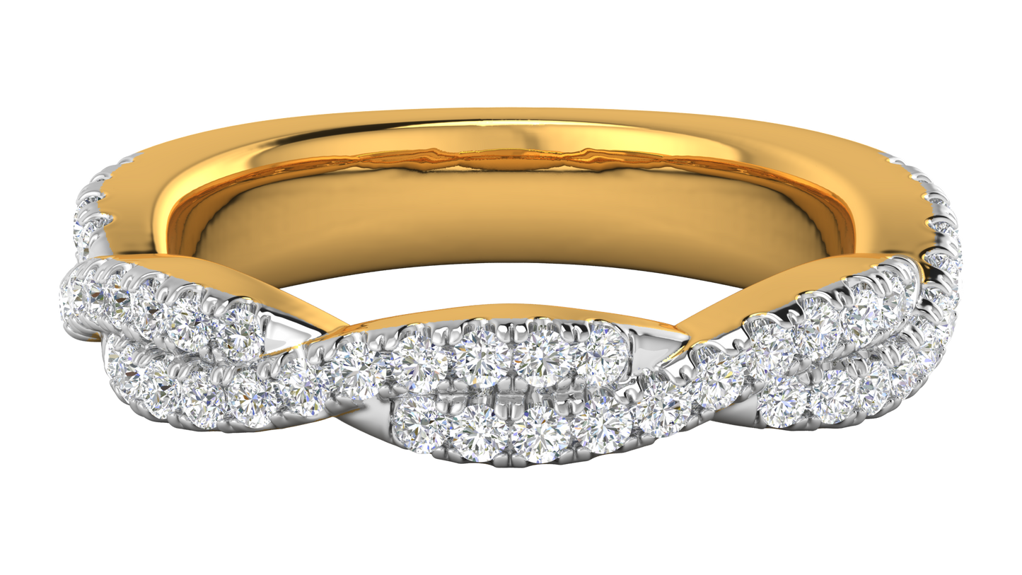 0.68 Ctw Sparkling Infinity Diamond Ring Set In 14K Yellow Gold