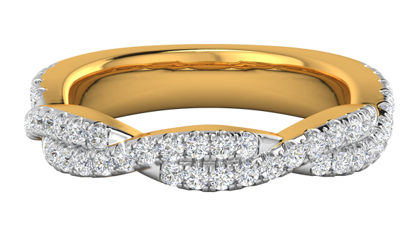 0.68 Ctw Sparkling Infinity Diamond Ring Set In 14K Yellow Gold