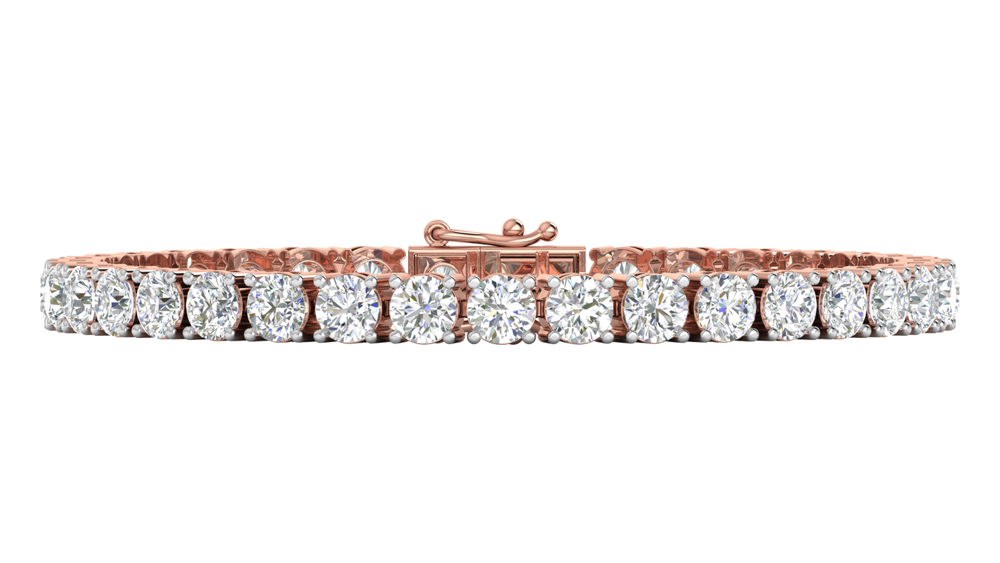 14.00 Ctw Round Brilliant Diamond Tennis Bracelet In 14K Rose Gold